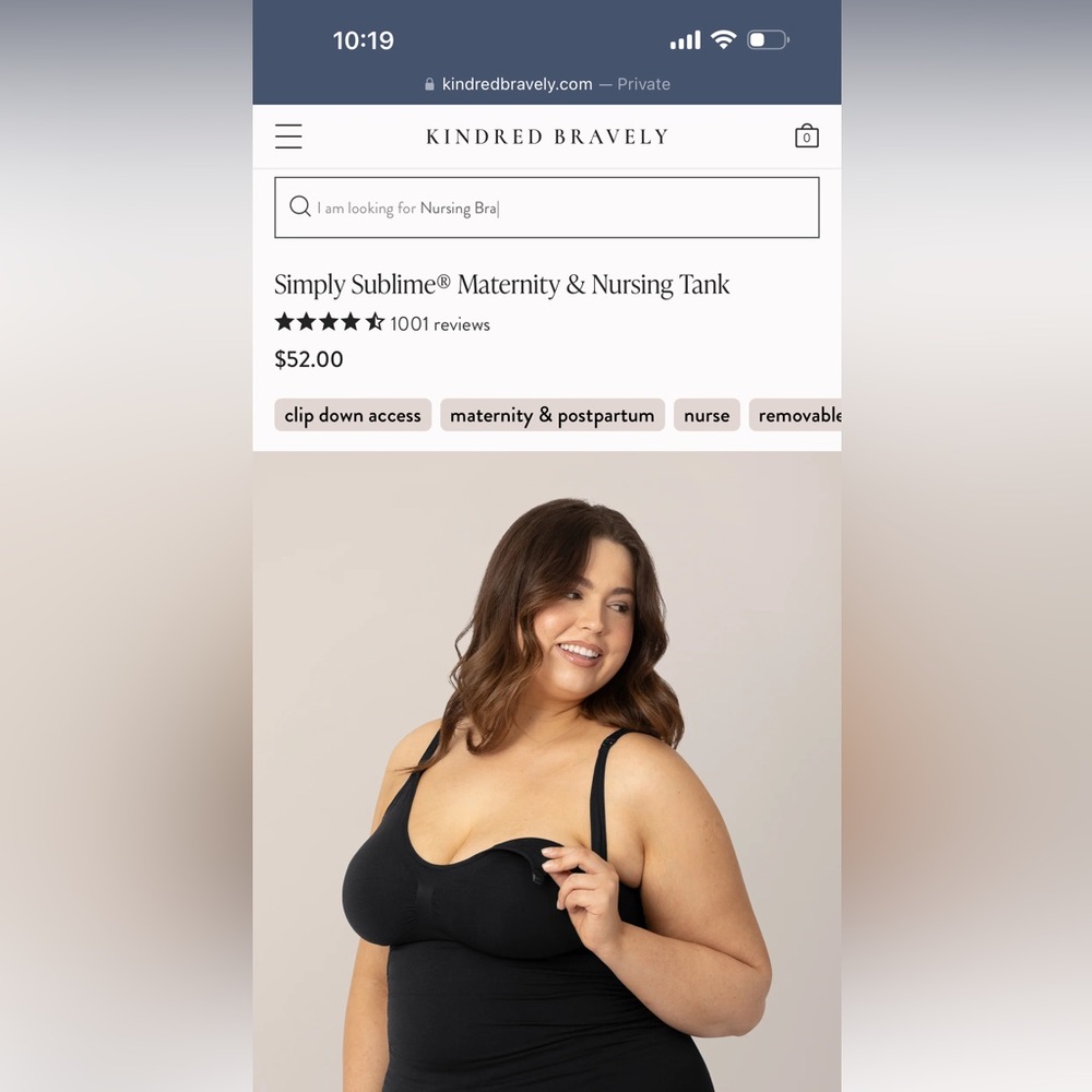 Kindred Bravely shapewear nursing tank postpartum black XL
